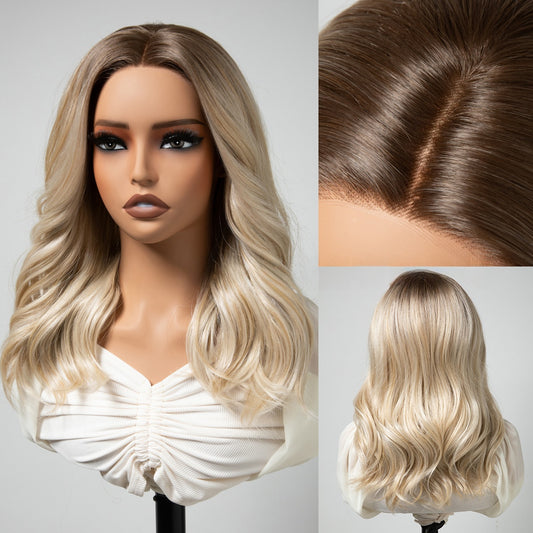 Wholesale Hand-Tied Full HD Lace Wig, Platinum Ombre Long Body Wave Pre Plucked Hairline Hollywood Style Wig for Women