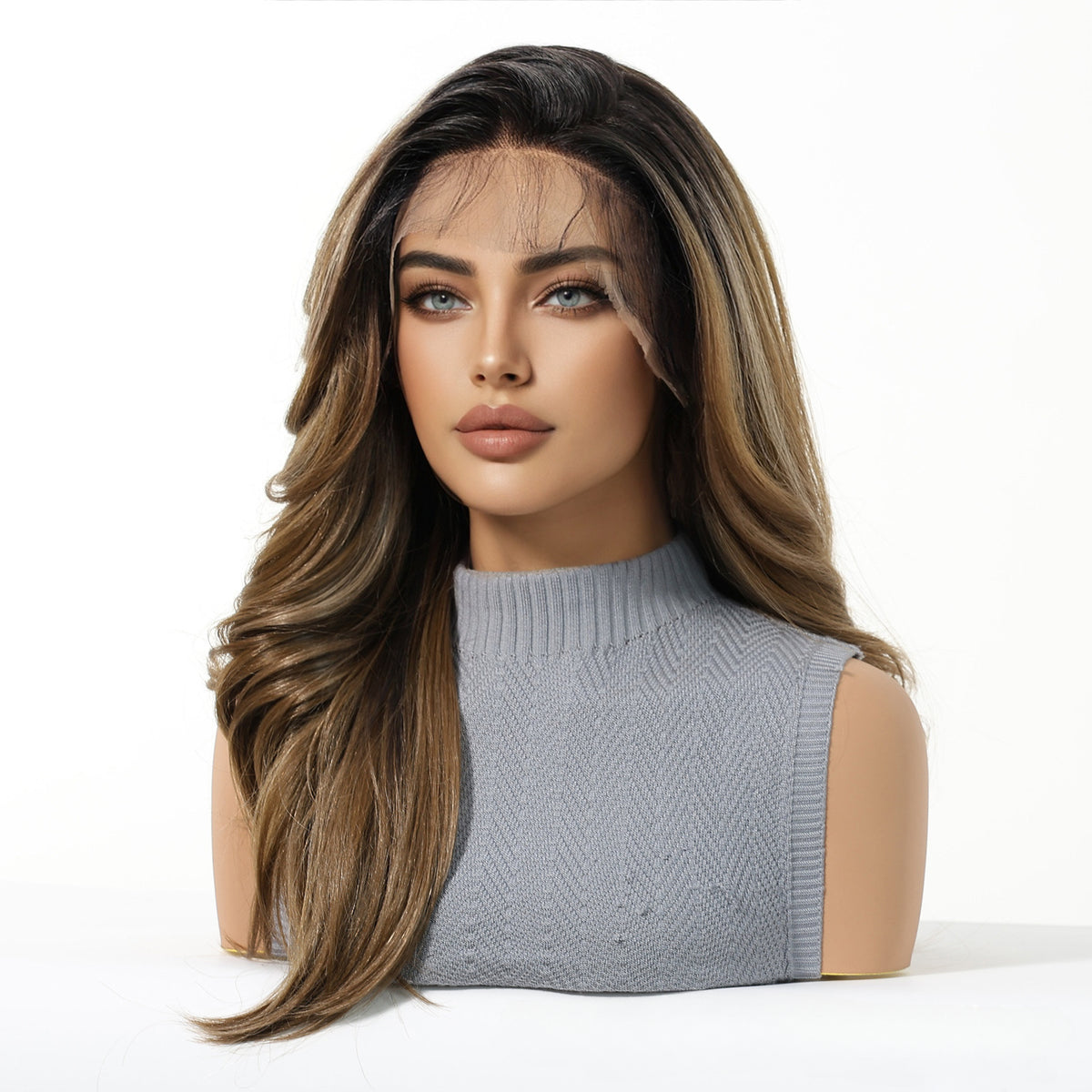 Wholesale New 13×6 Fully Hand-Tied Ombre Brown Lace Wig, Premium Japanese Heat Resistant Synthetic Fiber