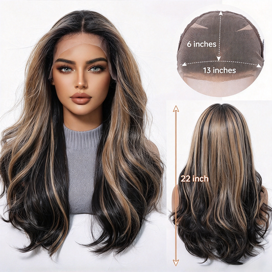 Wholesale New 13×6 Fully Hand-Tied Ombre Brown Lace Wig, Premium Japanese Heat Resistant Synthetic Fiber