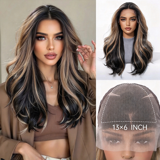 Wholesale New 13×6 Fully Hand-Tied Ombre Brown Lace Wig, Premium Japanese Heat Resistant Synthetic Fiber