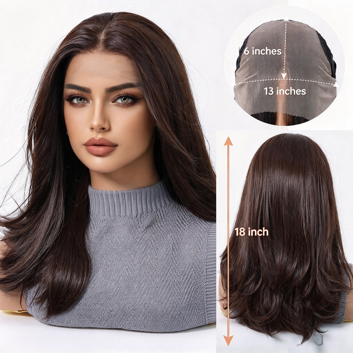 Wholesale New 13×6 Fully Hand-Tied Ombre Brown Lace Wig, Premium Japanese Heat Resistant Synthetic Fiber