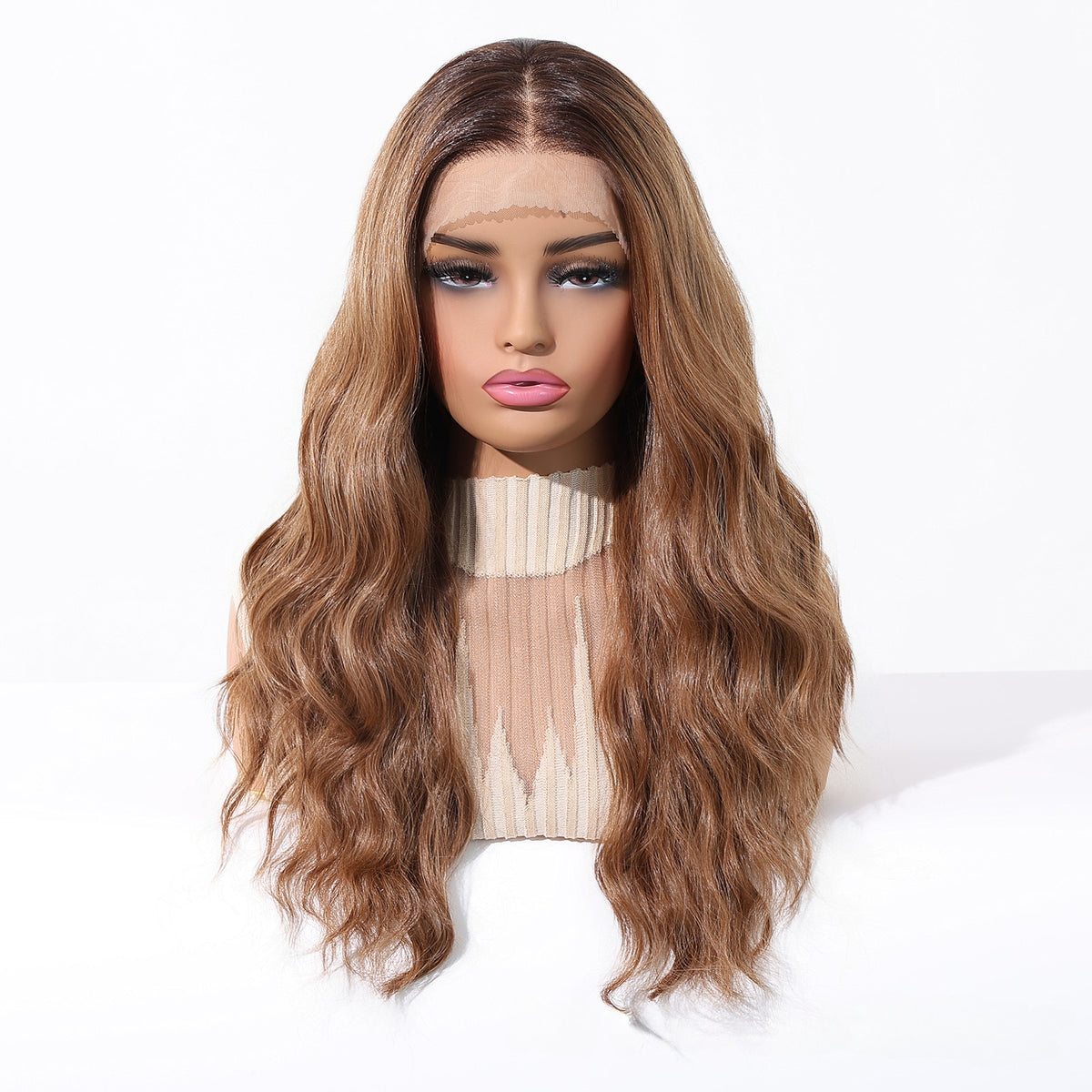 Wholesale New 13×6 Fully Hand-Tied Ombre Brown Lace Wig, Premium Japanese Heat Resistant Synthetic Fiber
