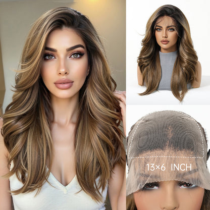Wholesale New 13×6 Fully Hand-Tied Ombre Brown Lace Wig, Premium Japanese Heat Resistant Synthetic Fiber