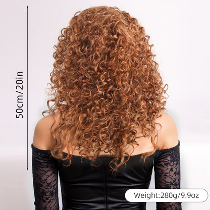 Wholesale Women Voluminous Long Kinky Curly Full Wig, Trendy Tight Small Explosive Curls