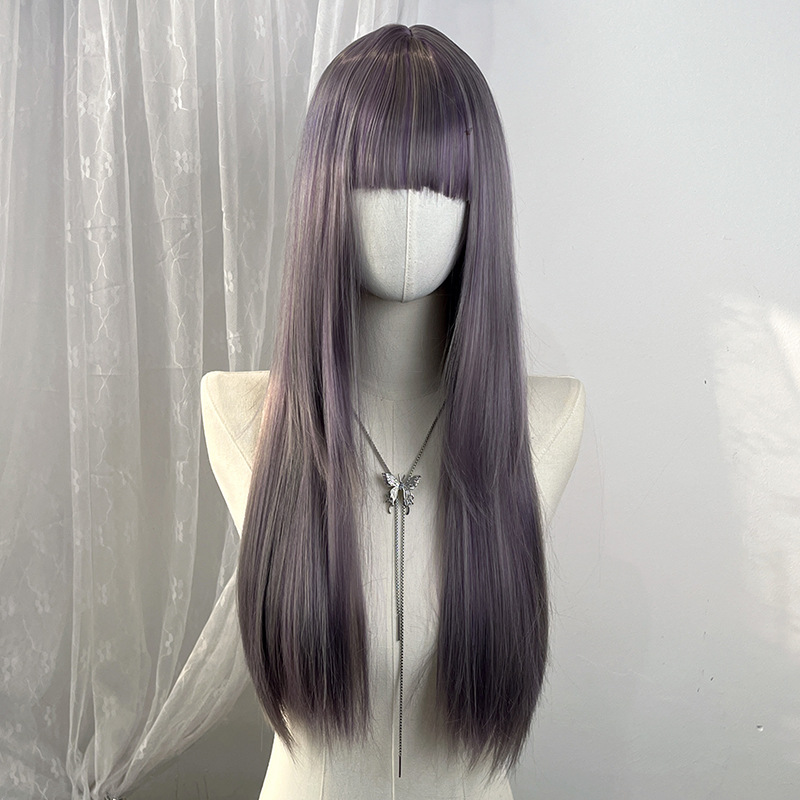 Light brown short straight high-temperature resistant chemical fiber wigs, factory wholesale