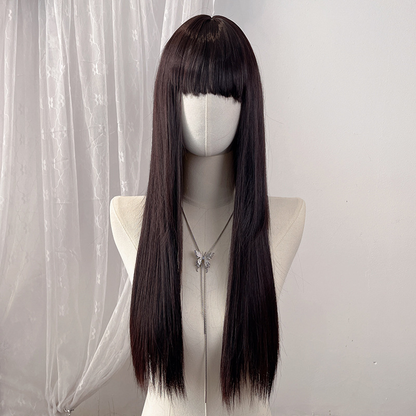 Light brown short straight high-temperature resistant chemical fiber wigs, factory wholesale