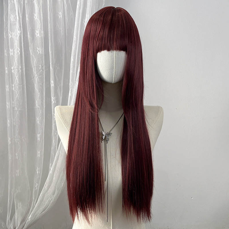 Light brown short straight high-temperature resistant chemical fiber wigs, factory wholesale
