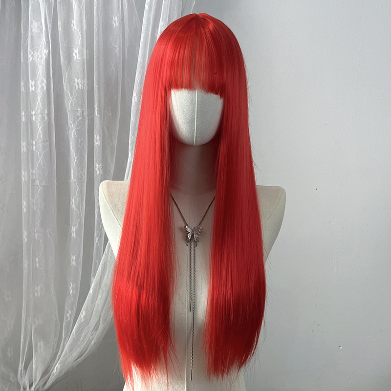 Light brown short straight high-temperature resistant chemical fiber wigs, factory wholesale