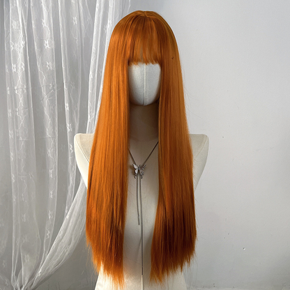 Light brown short straight high-temperature resistant chemical fiber wigs, factory wholesale