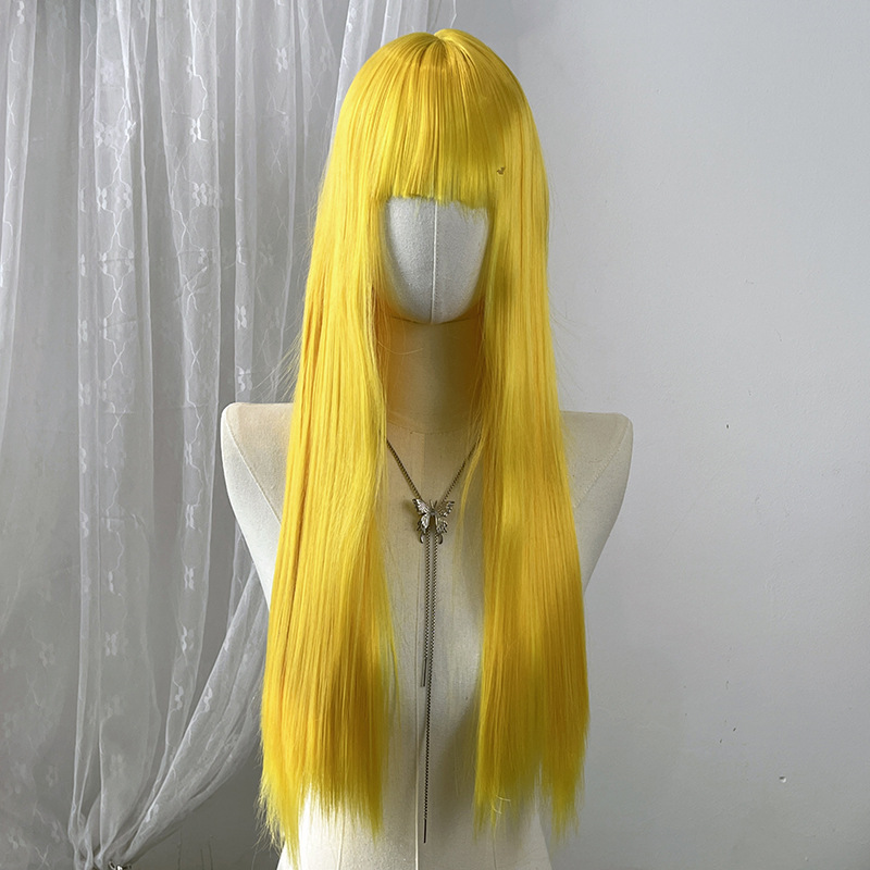 Light brown short straight high-temperature resistant chemical fiber wigs, factory wholesale