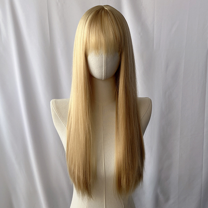 Light brown short straight high-temperature resistant chemical fiber wigs, factory wholesale