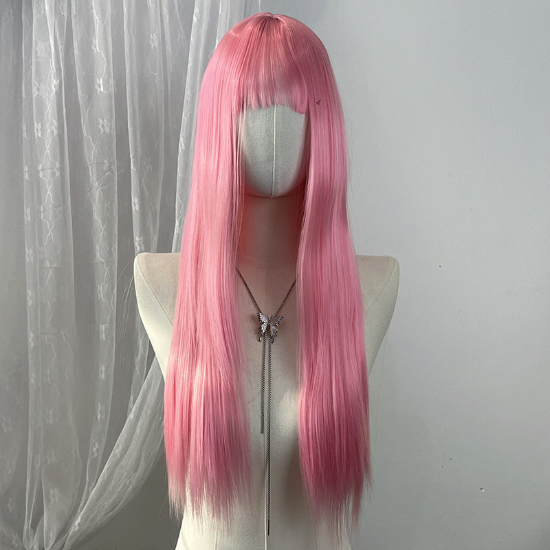 Light brown short straight high-temperature resistant chemical fiber wigs, factory wholesale