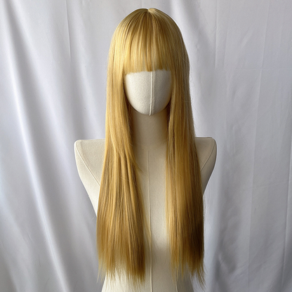 Light brown short straight high-temperature resistant chemical fiber wigs, factory wholesale