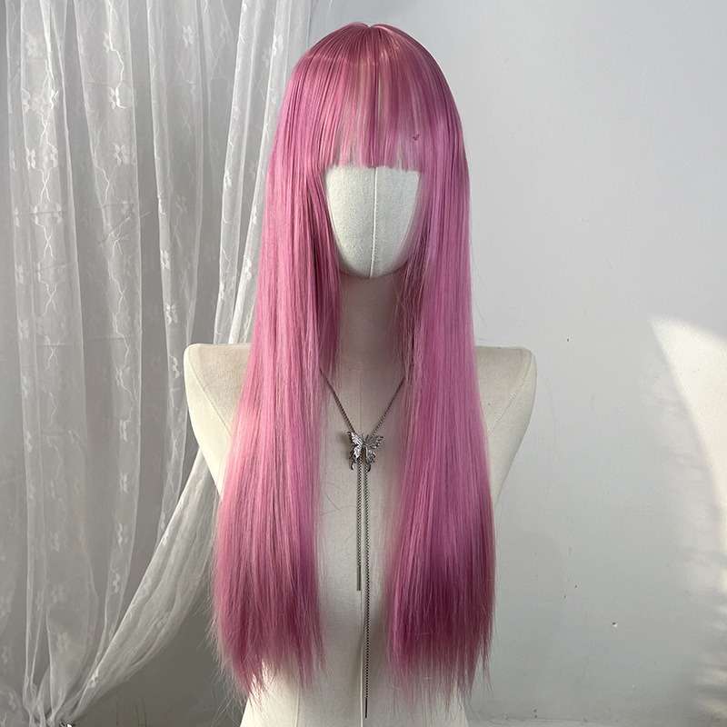 Light brown short straight high-temperature resistant chemical fiber wigs, factory wholesale