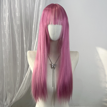Light brown short straight high-temperature resistant chemical fiber wigs, factory wholesale
