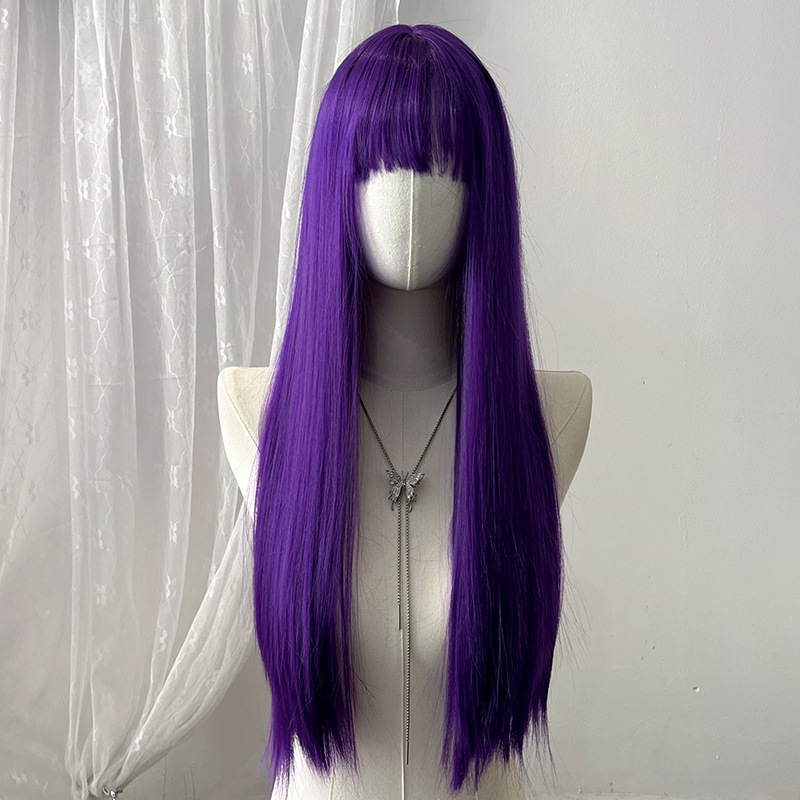 Light brown short straight high-temperature resistant chemical fiber wigs, factory wholesale