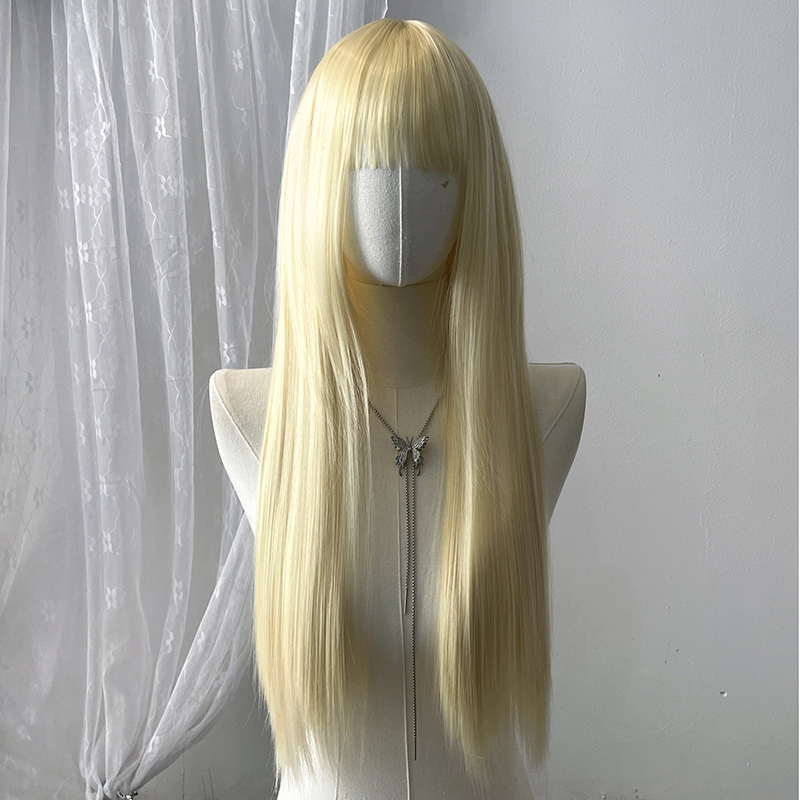 Light brown short straight high-temperature resistant chemical fiber wigs, factory wholesale