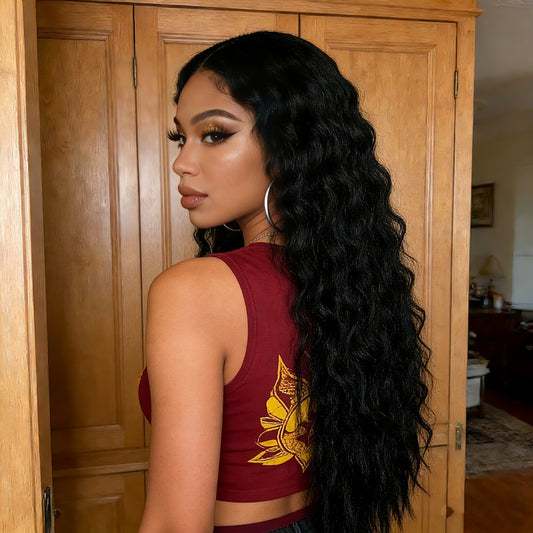 Wholesale Women Black Long Afro‑Inspired Kinky Micro‑Curly Full‑Head Heat‑Resistant Wig