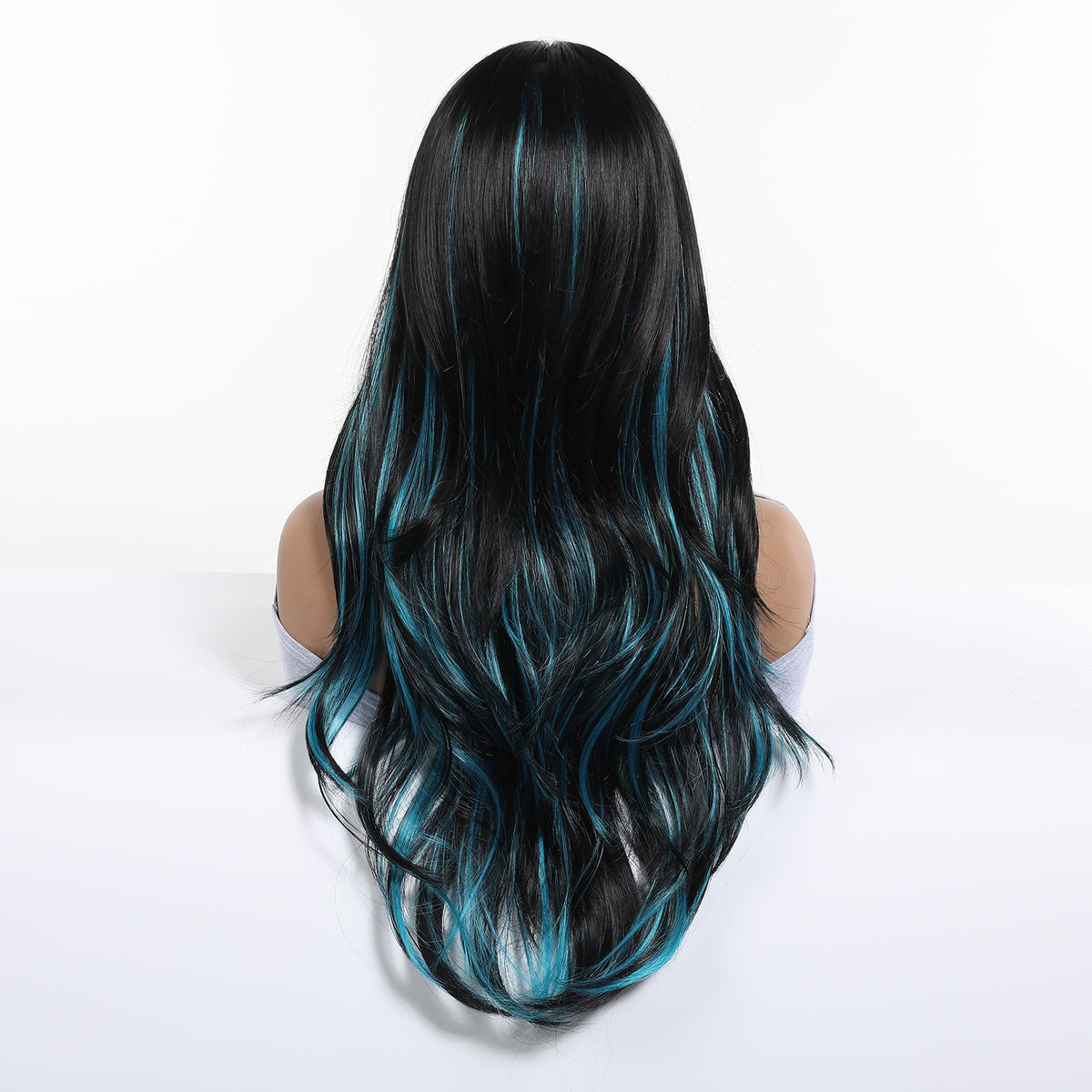 Wholesale Black & Purple Highlight Long Curly Full Wig for Women, Halloween Costume Cosplay Wig