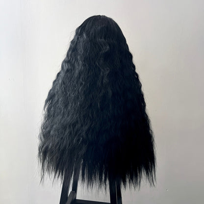 Wholesale Women Black Long Afro‑Inspired Kinky Micro‑Curly Full‑Head Heat‑Resistant Wig