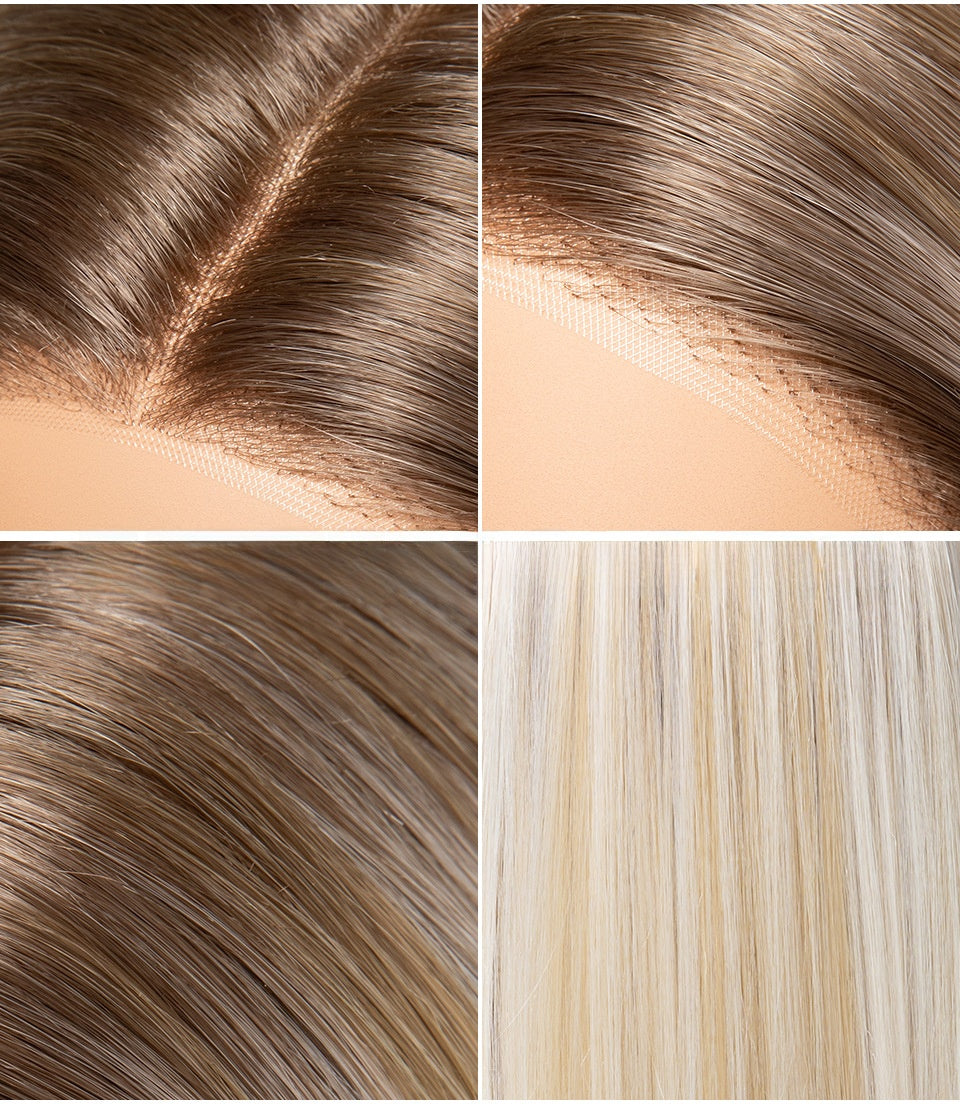 Wholesale Hand-Tied Full HD Lace Wig, Platinum Ombre Long Body Wave Pre Plucked Hairline Hollywood Style Wig for Women