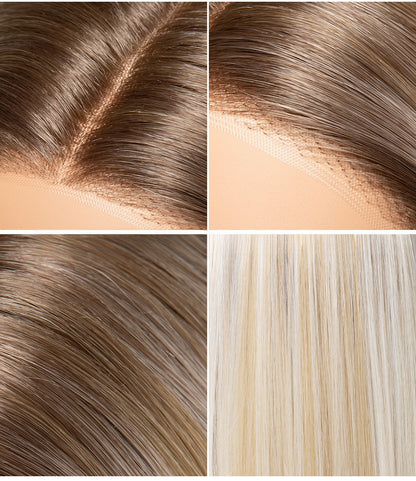 Wholesale Hand-Tied Full HD Lace Wig, Platinum Ombre Long Body Wave Pre Plucked Hairline Hollywood Style Wig for Women