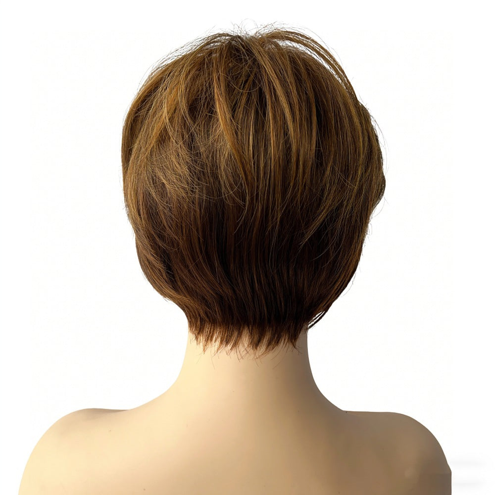 Wholesale women's light brown short straight bob synthetic full head wig