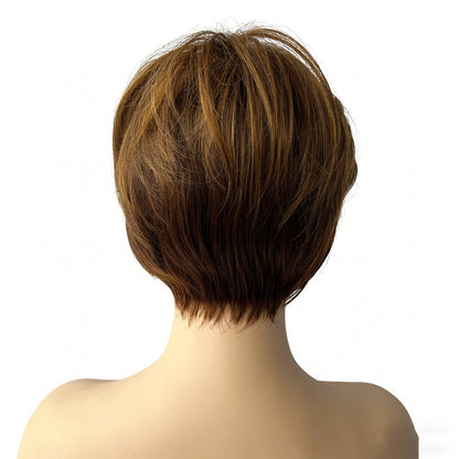 Wholesale women's light brown short straight bob synthetic full head wig