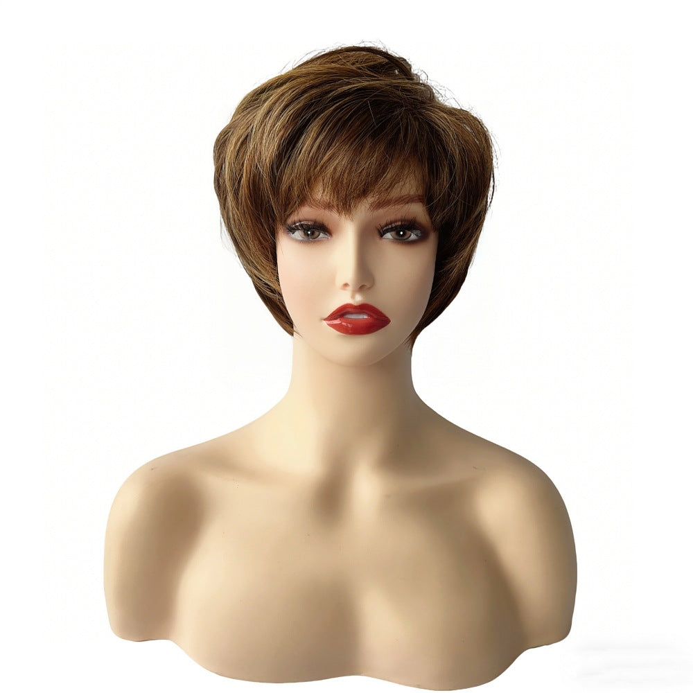 Wholesale women's light brown short straight bob synthetic full head wig