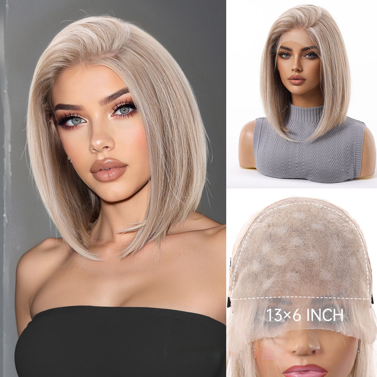 Wholesale 13x6 Lace Front Bob Wig for Women, Breathable Mesh Full Head Wig European Style Multiple Colors Available
