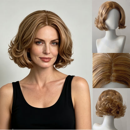 Wholes New‑Arrival Women Blonde Short Curly Full‑Head Wig, Heat‑Resistant Synthetic Fashion Wig