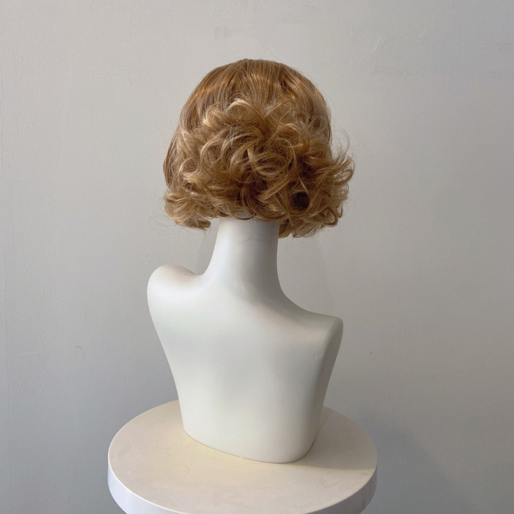 Wholes New‑Arrival Women Blonde Short Curly Full‑Head Wig, Heat‑Resistant Synthetic Fashion Wig