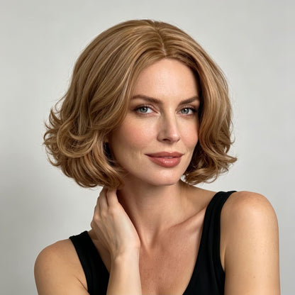 Wholes New‑Arrival Women Blonde Short Curly Full‑Head Wig, Heat‑Resistant Synthetic Fashion Wig