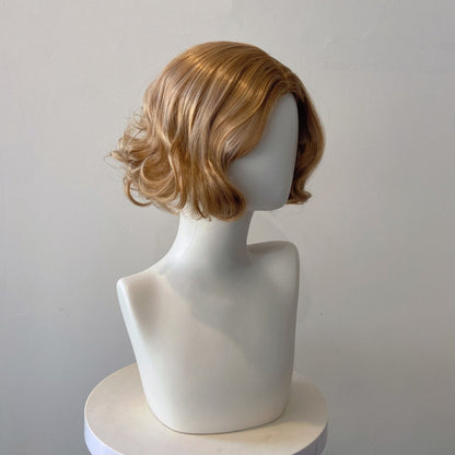 Wholes New‑Arrival Women Blonde Short Curly Full‑Head Wig, Heat‑Resistant Synthetic Fashion Wig