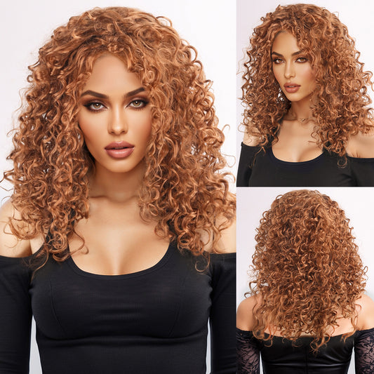 Wholesale Women Voluminous Long Kinky Curly Full Wig, Trendy Tight Small Explosive Curls